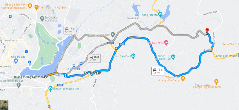 Đường đi từ chợ Đà Lạt đến Xóm Lèo Đường đi từ chợ Đà Lạt đến Xóm Lèo